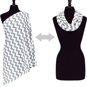 Itzy Ritzy Grey & White Chevron Nursing Cover Infinity Scarf